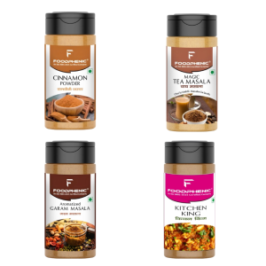 Foodphenic Premium Spice Collection | Cinnamon, Tea Masala, Garam Masala & Kitchen King | 400g