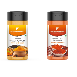 Foodphenic Salem Haldi Powder 125g + Kashmiri Mirch Powder 125g Combo | Essential Indian Cooking Spices
