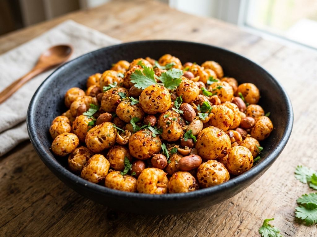 Crispy Peri Peri Roasted Makhana Chaat with Artisanal Chaat Spices